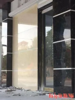 Đá granite đen kim sa ốp mặt tiền