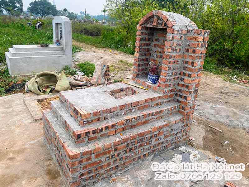 Thi công mộ đá granite tại Ứng Hòa Mộ xây gạch để ốp đá