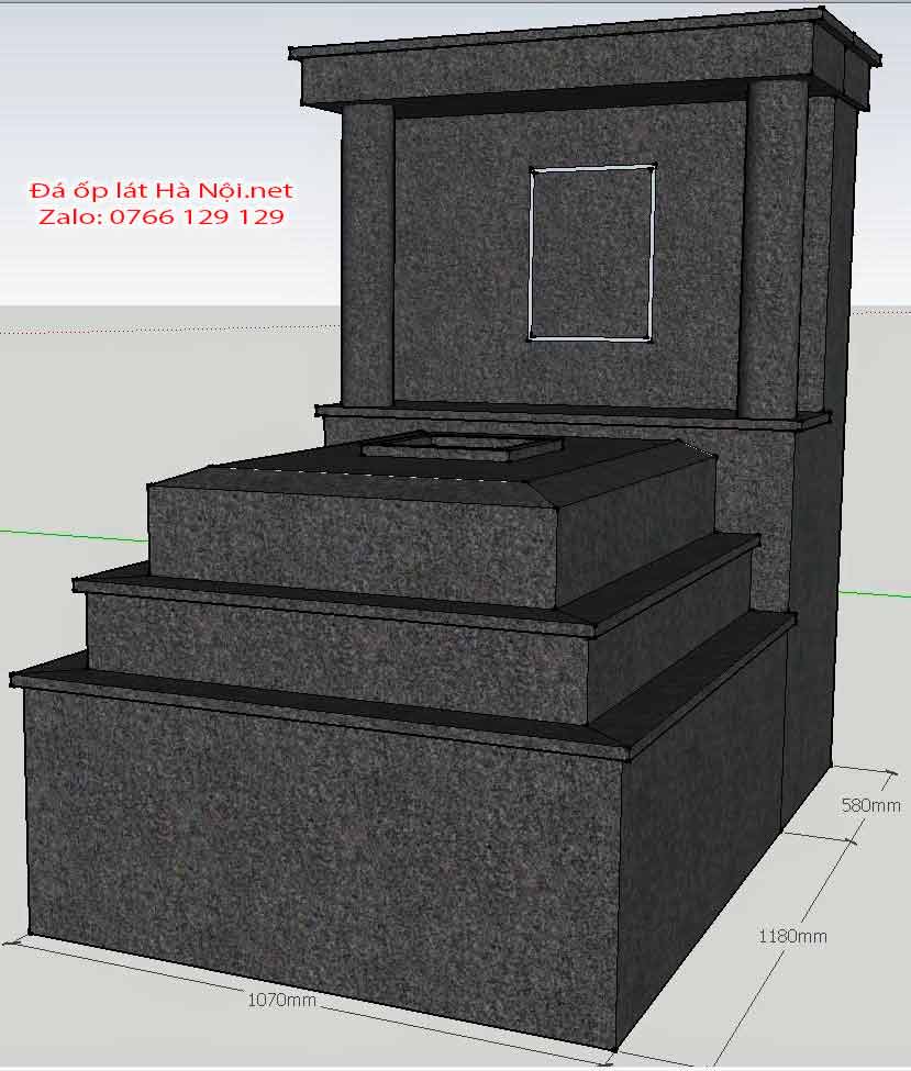 Thi công mộ đá granite tại Ứng Hòa Thiết kế mộ đơn kích thước 1760x1070 tại Ứng Hòa